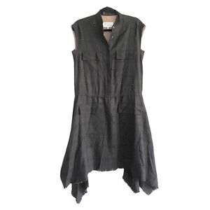MAISON MARTIN MARGIELA Black Wool Blend Sleeveless Midi Dress Size 42